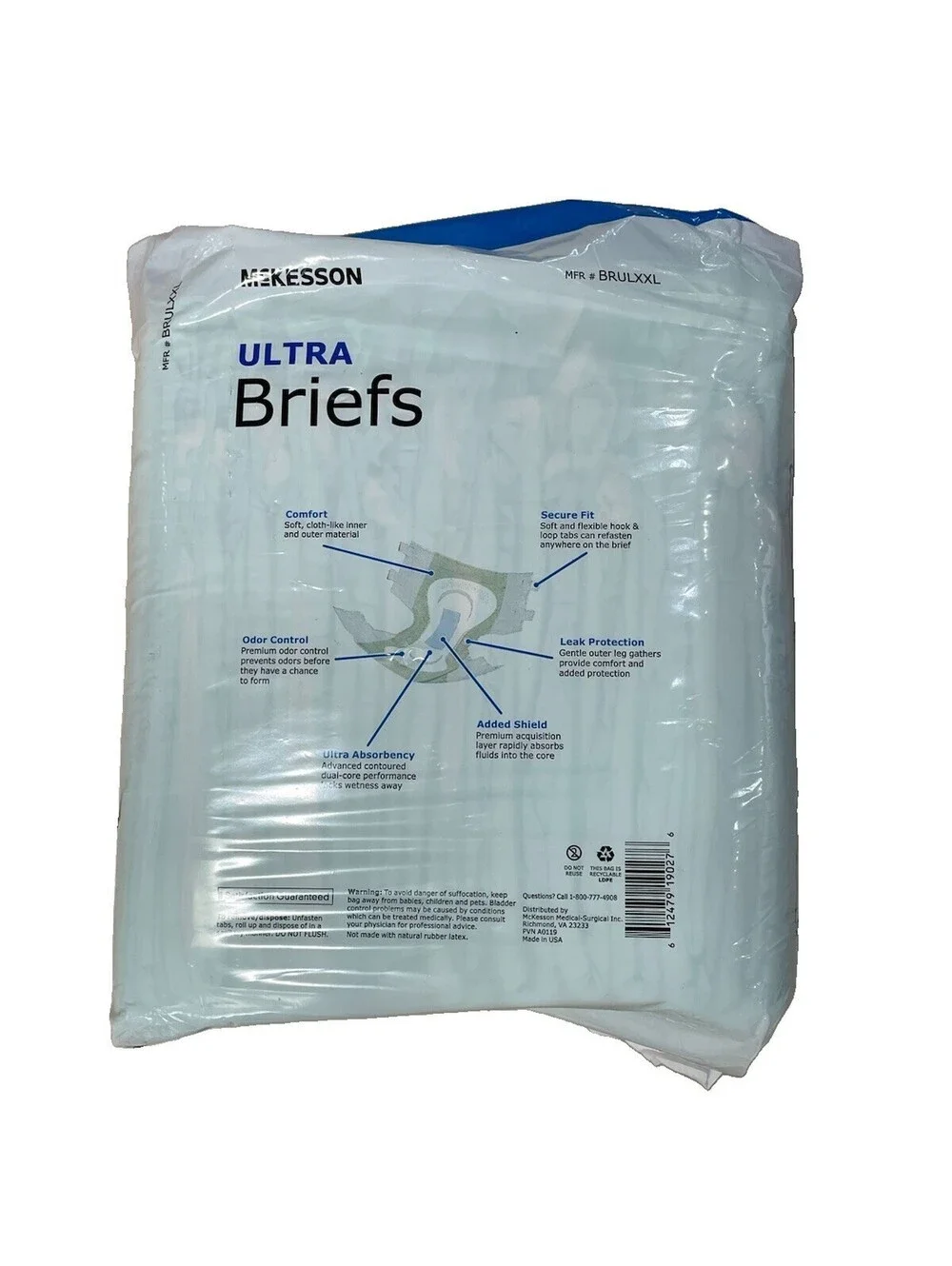 McKesson Ultra Disposable Briefs - XXL, 2 Packs of 12